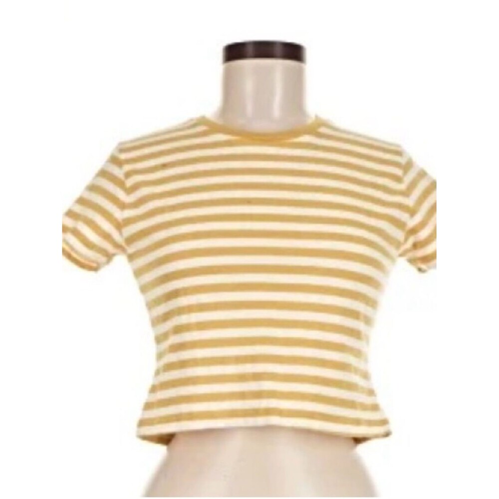 Brandy Melville Mustard Yellow & White Striped Crop Top